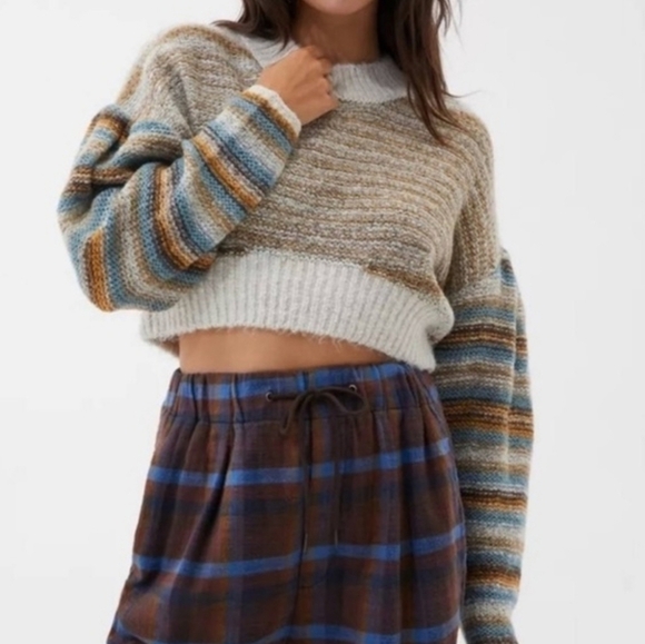 Urban Outfitters Sweaters - Urban Outfitters Beige and Blue Striped Sweater